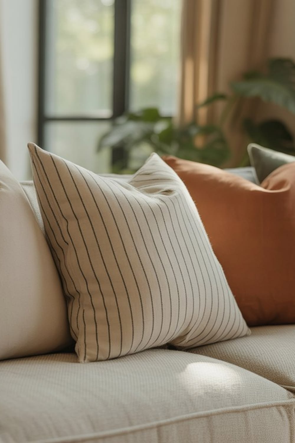 Decorative cushions arranged in a refined interior