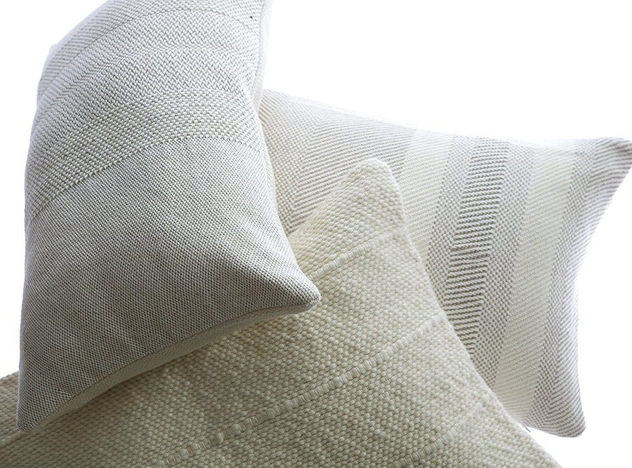 Grey Woven Wool Lumbar Pillow