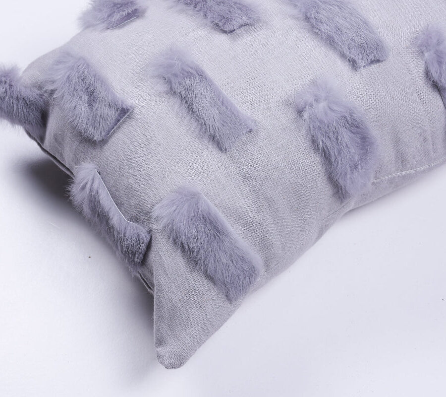 Rabbit Fur Patchwork Throw Pillow