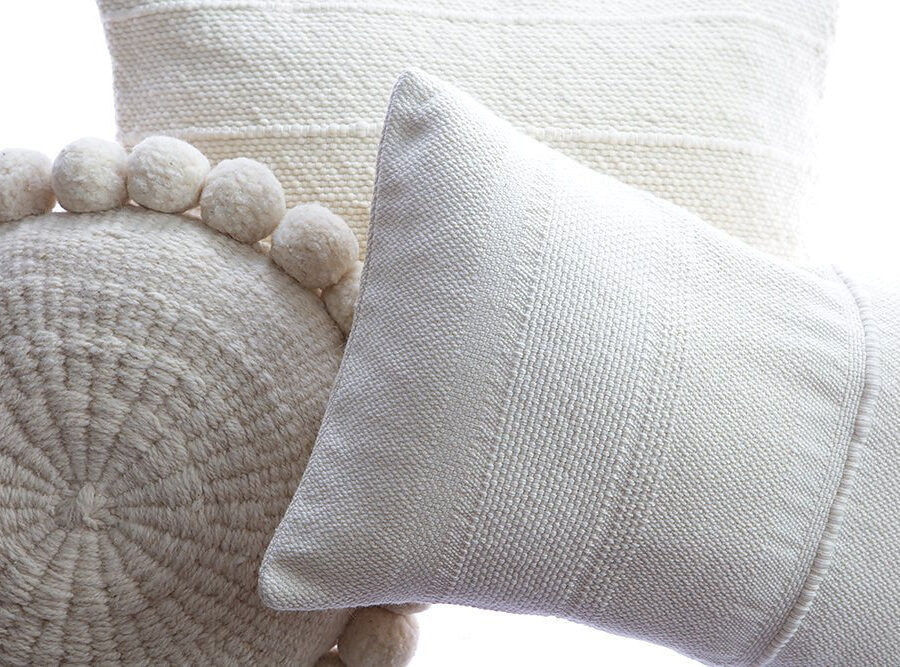 Ivory Handwoven Chic Lumbar Pillow