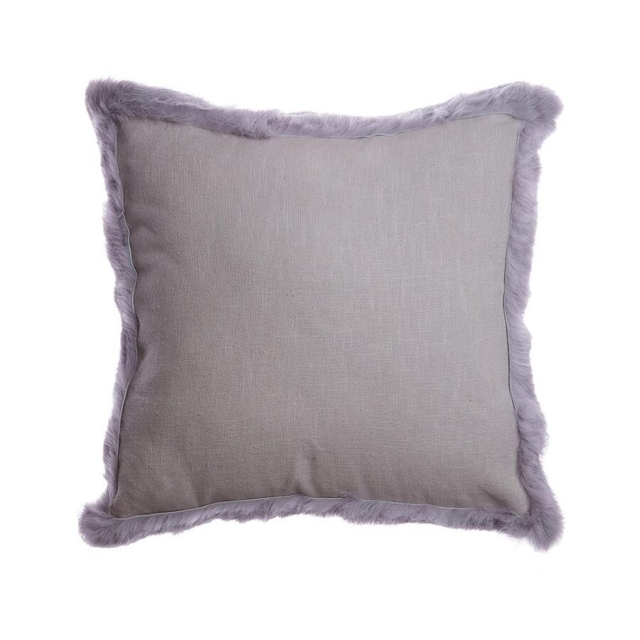 Grey Trim Rabbit Fur Pillow