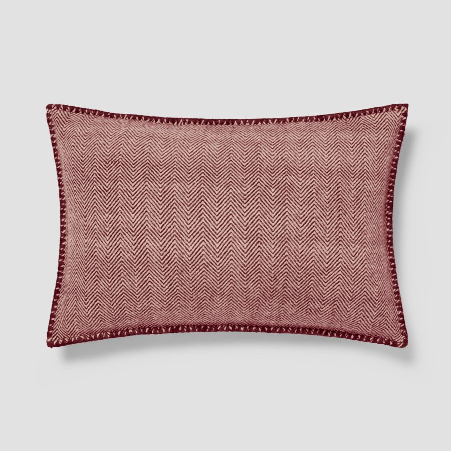 Rhubarb Herringbone Wool Rectangle Cushion Cover - 16 x 24 in