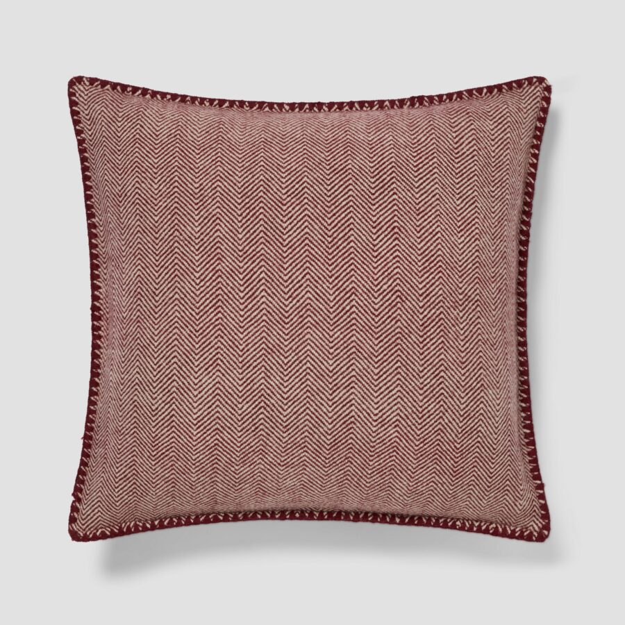 Rhubarb Herringbone Wool Square Cushion Cover - 20 x 20 in