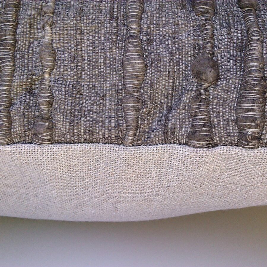 Grey Silk Striped Lumbar Pillow