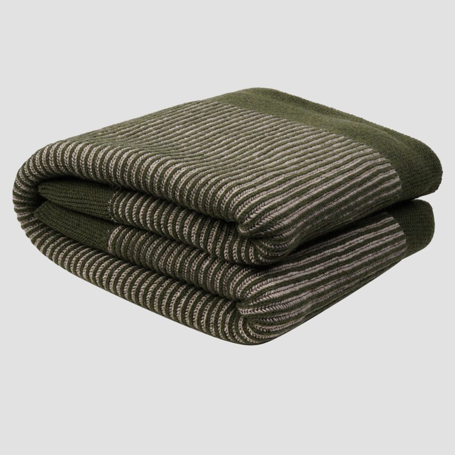 Cedar Green Striped Knit Throw Blanket