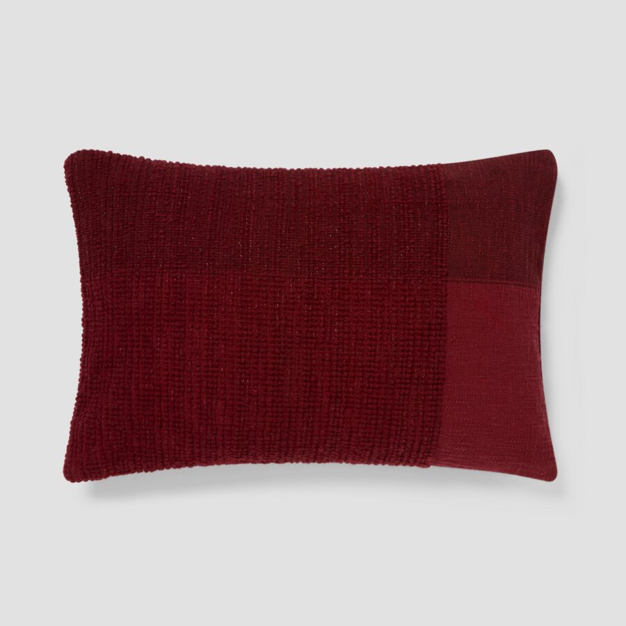 Rhubarb Cross Weave Wool Rectangle Cushion Cover - 16 x 24 in