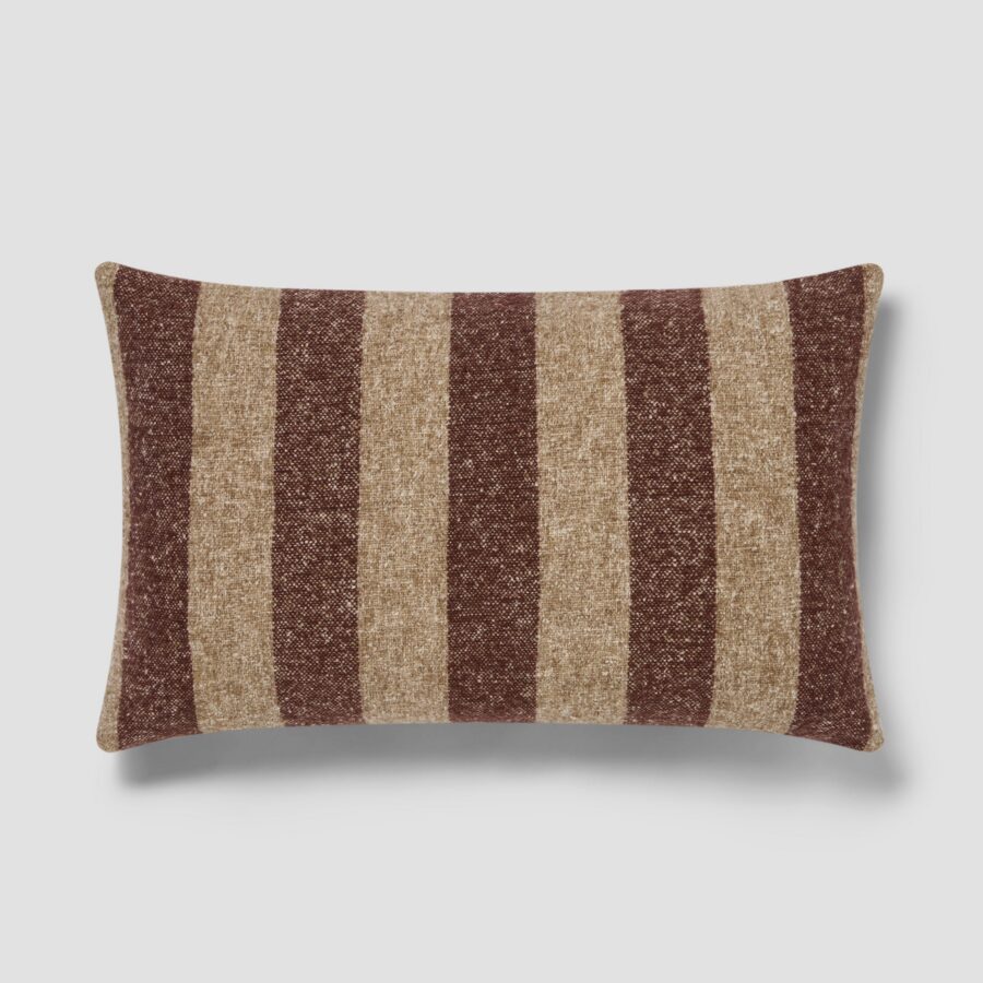 Mocha & Oatmeal Wide Stripe Rectangle Cushion Cover - 16 x 24 in