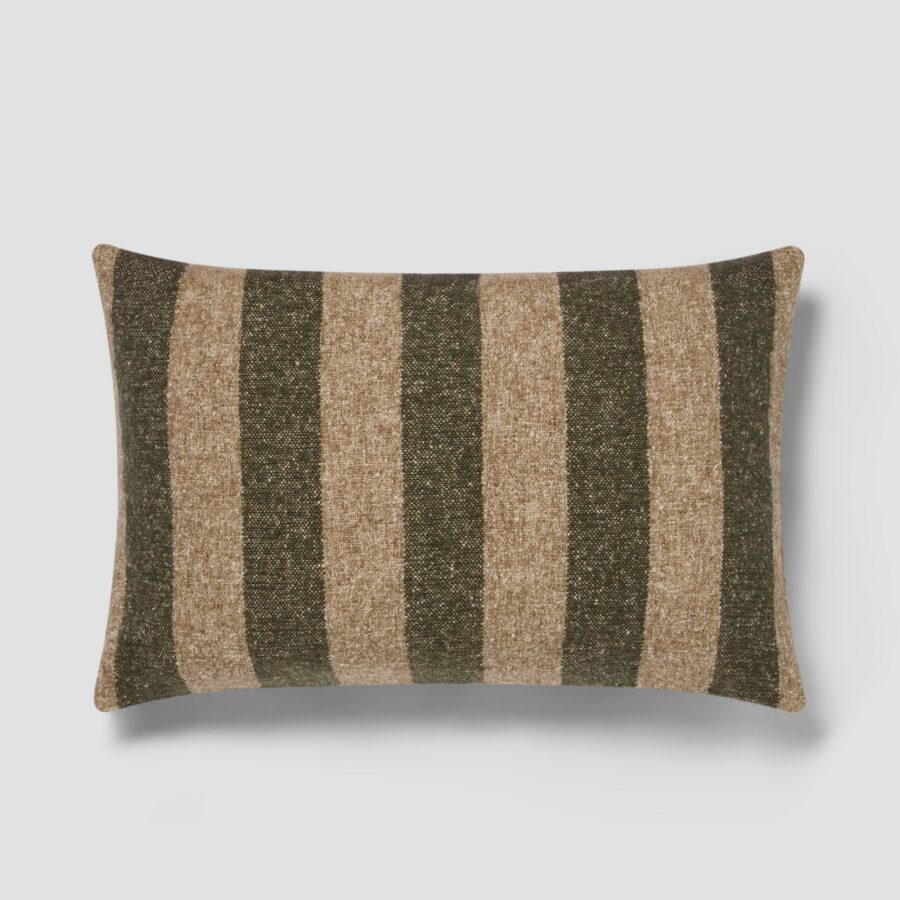 Fern Green & Oatmeal Wide Stripe Rectangle Cushion Cover - 16 x 24 in