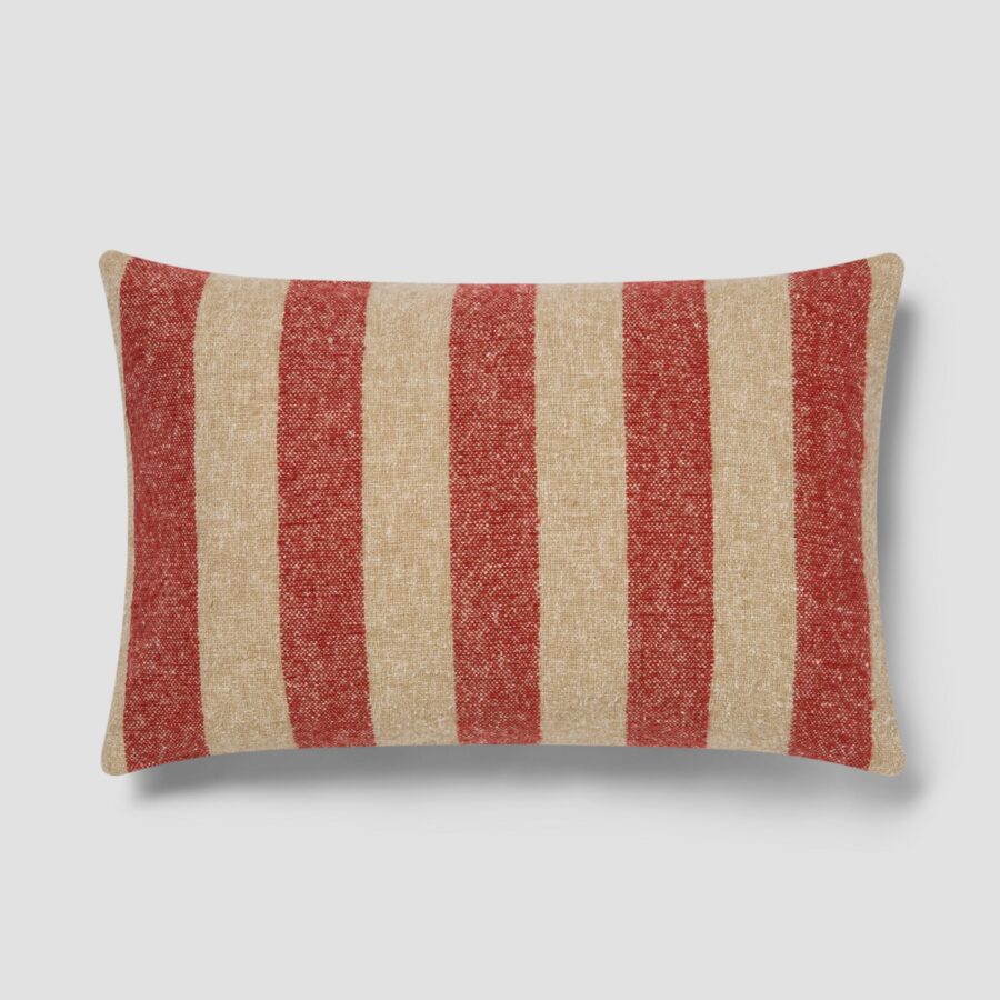 Sandstone Red & Oatmeal Wide Stripe Rectangle Cushion Cover - 16 x 24 in