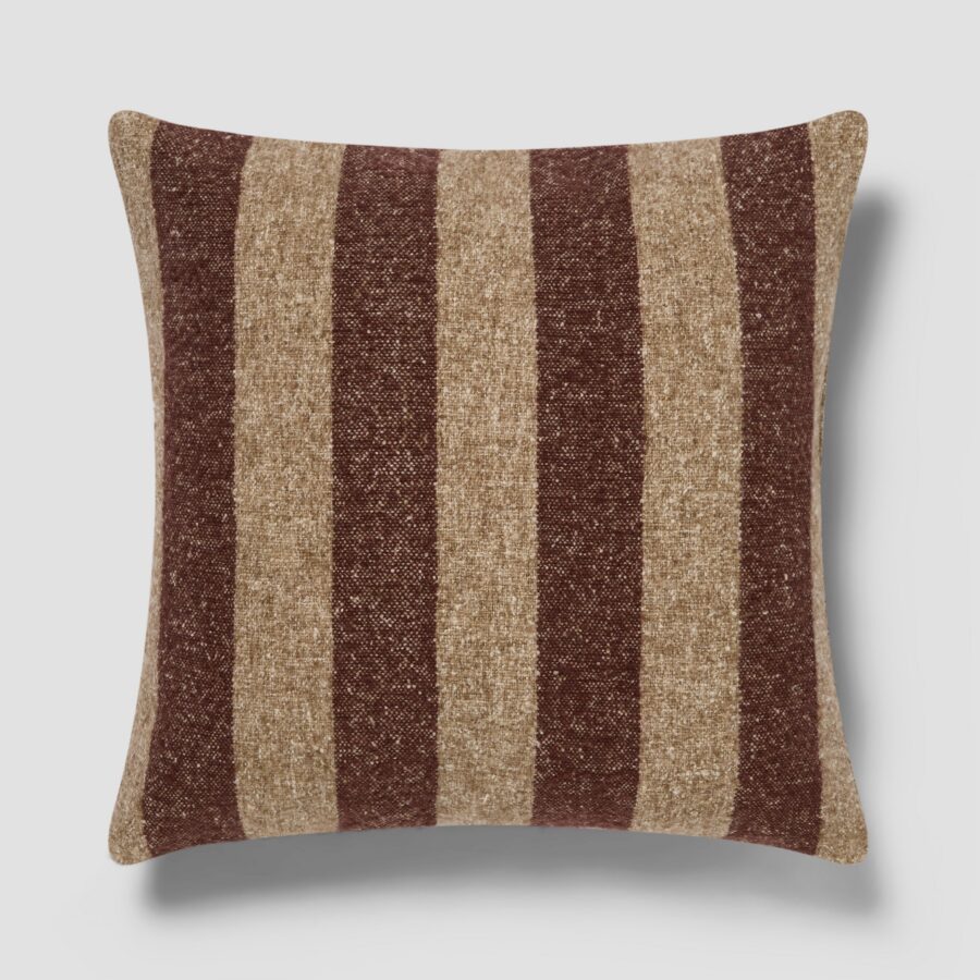 Mocha & Oatmeal Wide Stripe Square Cushion Cover - 20 x 20 in