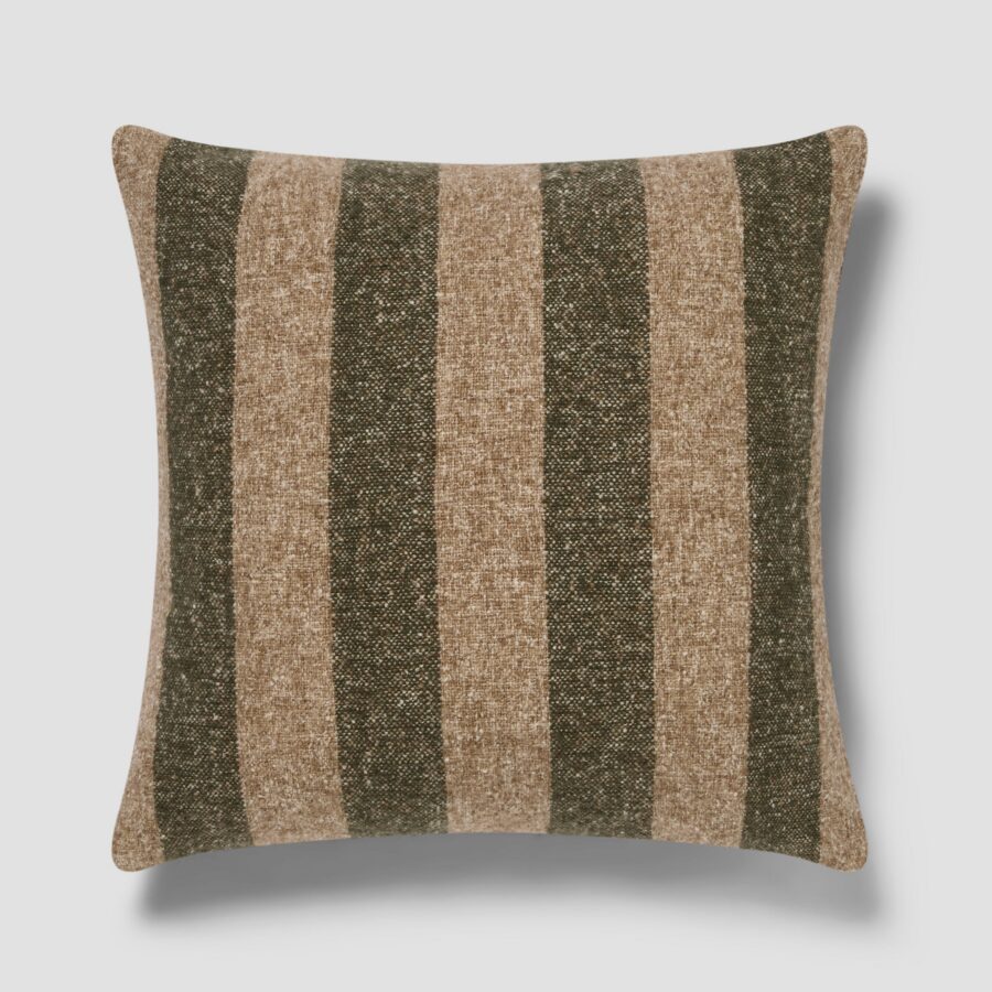Fern Green & Oatmeal Wide Stripe Square Cushion Cover - 20 x 20 in
