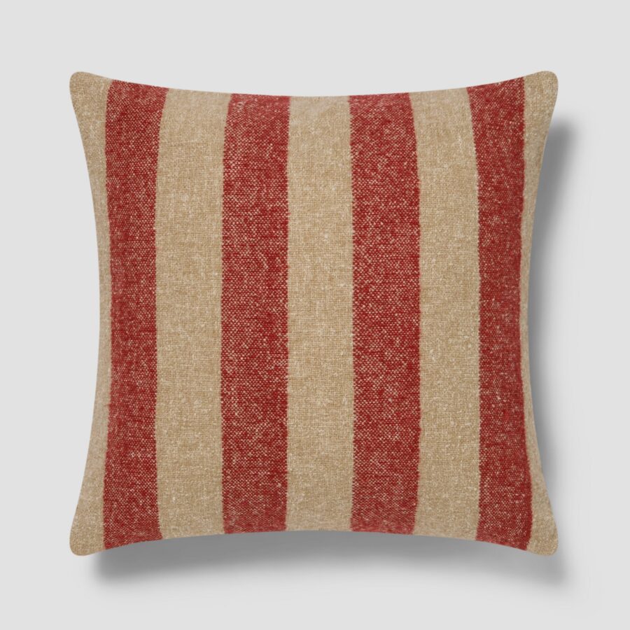 Sandstone Red & Oatmeal Wide Stripe Square Cushion Cover - 20 x 20 in